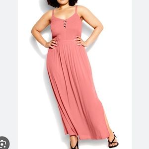 City Chic Riviera Maxi Dress in Tea Rose Pink SZ 22 NWT